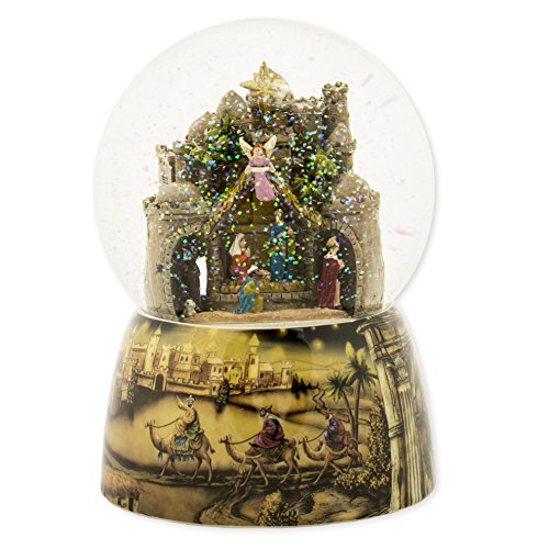 Roman Nativity Town 100MM Musical Christmas Glitterdome Plays Tune O Little Town of Bethlehem