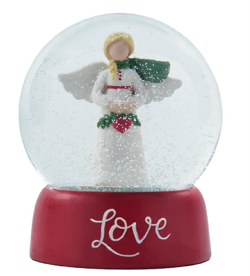 Blossom Bucket Love Angel with Heart Snow Globe