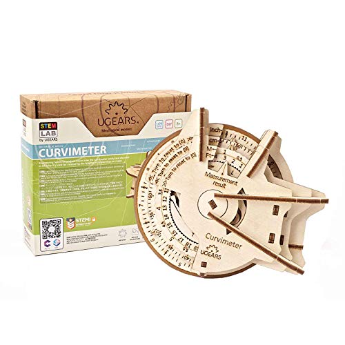 Ukidz UGEARS STEM Curvimeter Model Kit - Creative Wooden Model Kits for Adults, Teens and Children - DIY Mechanical Science Kit for Self Assembly - Unique Educational and Engineering 3D Puzzles with AR App