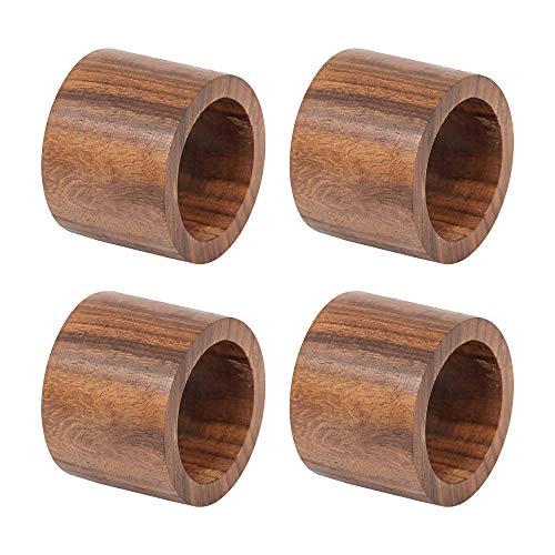 DII Design Basic Napkin Ring Collection, Decorative Rustic Farmhouse Style, Small Set, Wood Band, 4 Piece