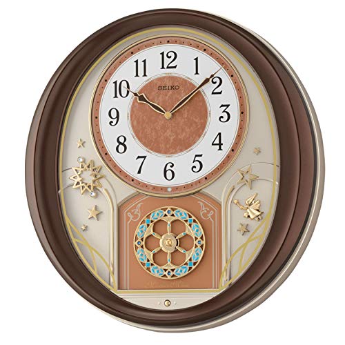 Seiko Warm Summer Night Melodies in Motion Wall Clock, Brown/Gold