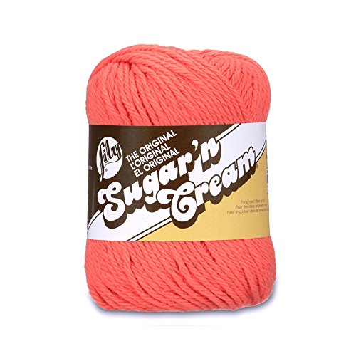 Spinrite Yarns (CA) Lily Sugar 'N Cream The Original Solid Yarn, 2.5oz, Medium 4 Gauge, 100% Cotton - Tangerine - Machine Wash & Dry