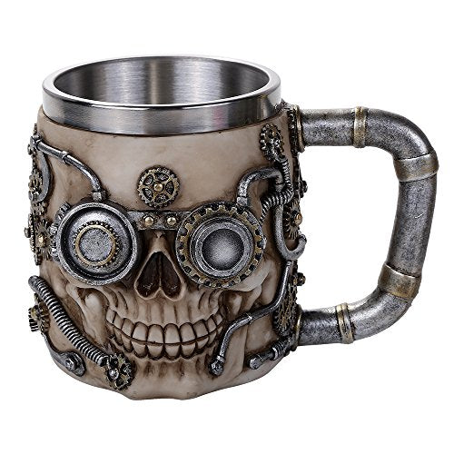 Pacific Trading Giftware Steampunk Gear Head Skull Mug Gothic Tankard 11oz Beer Mug Drinking Vessel