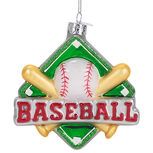 Kurt Adler NB1639 Noble Gems Baseball Hanging Ornament, 4-inch High, Glass