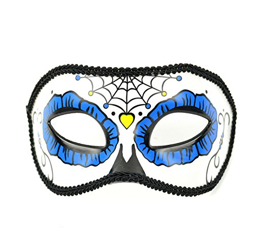 Midwest Design Mask-It 48013 Mask-It (Mau63) Mask-It Black & Blue Day of The Dead Half Mask 7.5x3.5, 1Pc