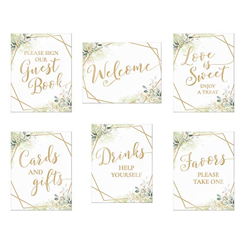 Blue Sky Clayworks Lillian Rose Geometric Botanical Theme Wedding Signs, 11.5"x15", Multi