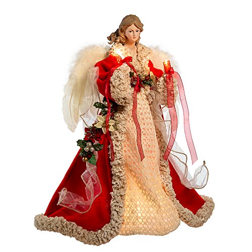 Kurt Adler UL2218 UL 10-Light 16" Red & Ivory Angel Treetop