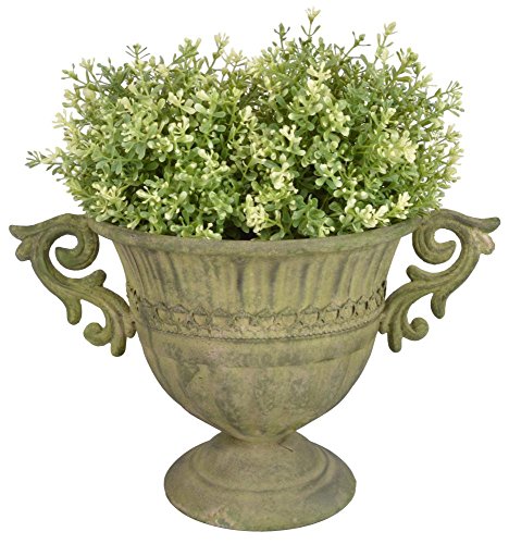 Esschert Design AM67 Round Aged Metal Urn, Small, Green