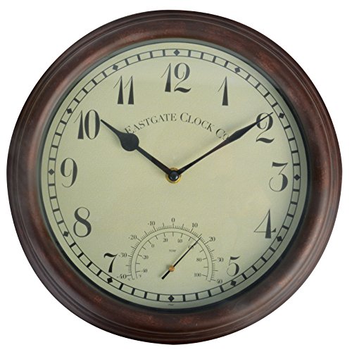 Esschert Design Plastic Clock and Thermometer, Small