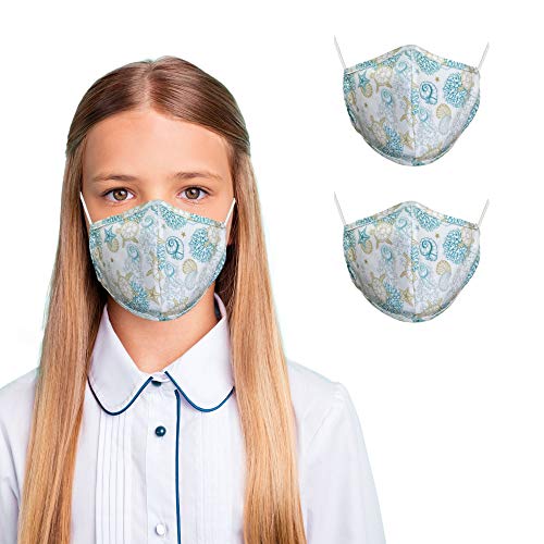 Primeware Protective Reusable Kids Face Mask 2 Layers Cloth Mask (Pack of 2) (Sea Shells)