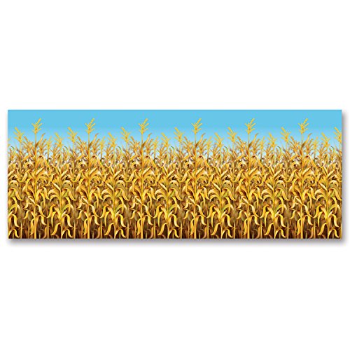 Beistle Cornstalks Plastic Wall Photography Backdrop Harvest Thanksgiving Decorations Fall Autumn Photo Booth Background, 4&