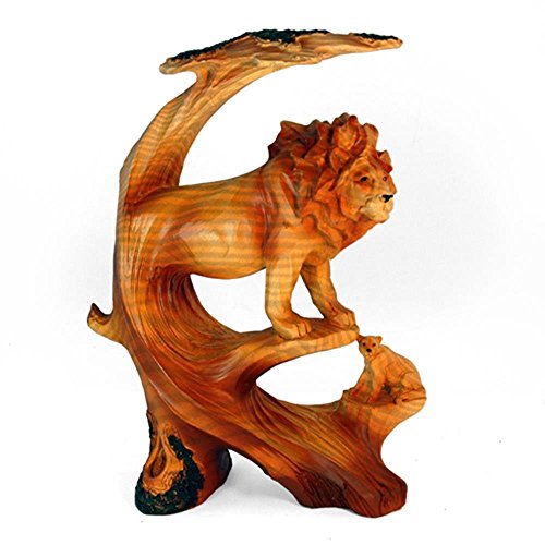 Unison Gifts StealStreet MME-692 Ss-Ug-Mme-692, 9" Lion Scene Animal Carving Faux Wood Decorative Figurine, Brown
