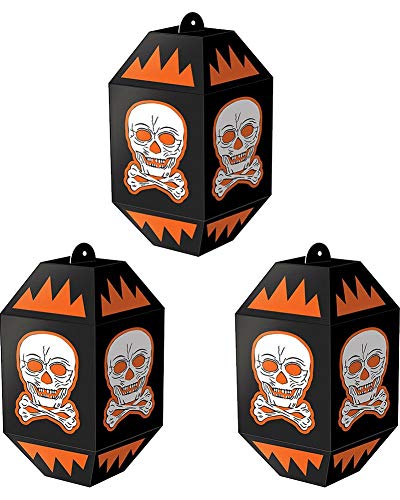 Beistle Halloween Skull Paper Lantern (3 Pcs) - 1 Pack, orange