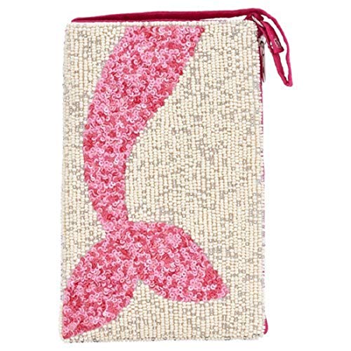Bamboo Trading Company Mermaid Tail Cell Phone or Club Bag with a separate, secure side zip pocket for cash and credit cards, 7-inch Height, Fuchsia