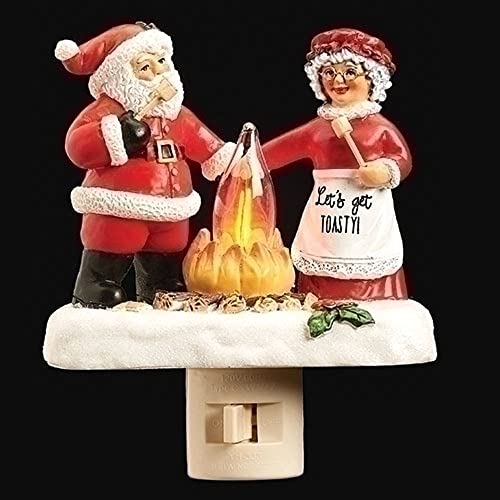 Roman 134192 Santa and Mrs. Campfire Night Light, Swivel Plug-in, 5.25-inch Height, Resin and Plastic