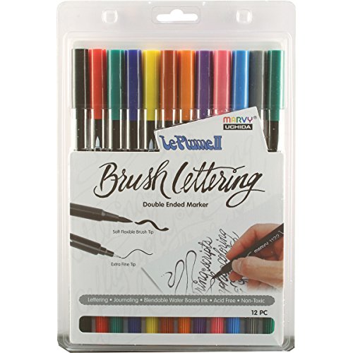 UCHIDA Primary Colored 12 Piece Brush Lettering Marker Set