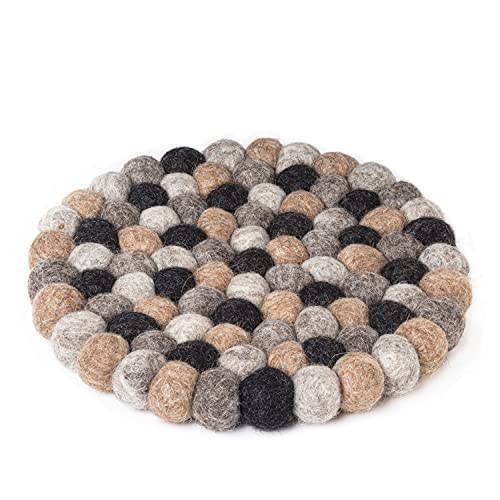 Abbott Collection  28-NEPAL-01-TAUPE Felt Ball Trivet, Taupe