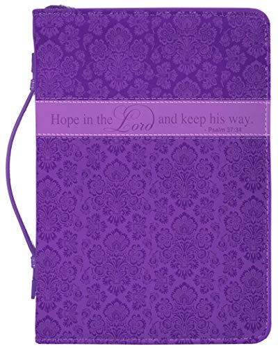 Divinity Hope in The Lord and Keep His Way Floral Purple Large Faux Leather Bible Cover