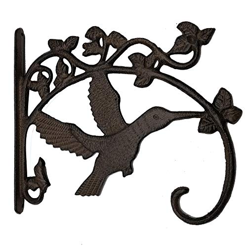 Comfy Hour Antique & Vintage Interior Decor Collection, Animal Edition Cast Iron Wall Mount Hummingbird Bracket Plant Hanger