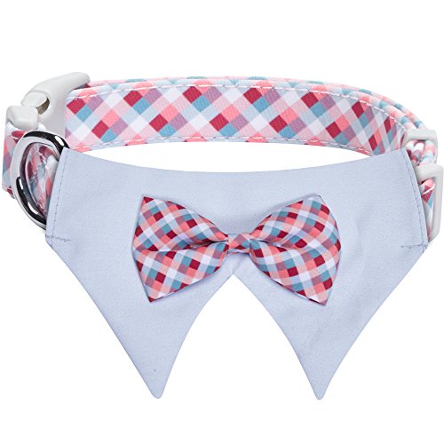 Blueberry Pet 5 Patterns Timeless Multicolor Scottish Tartan Adjustable Dog Bandana Collar with Bow Tie, Small, Neck 12"-16"