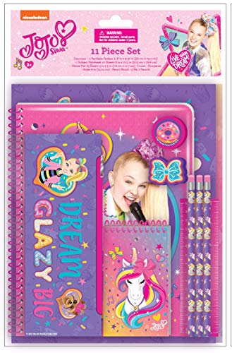 UPD JoJo Siwa Kids School Supplies Set with Pencil Case, Notebook, Pencils, Folders - 11 Pc. Set