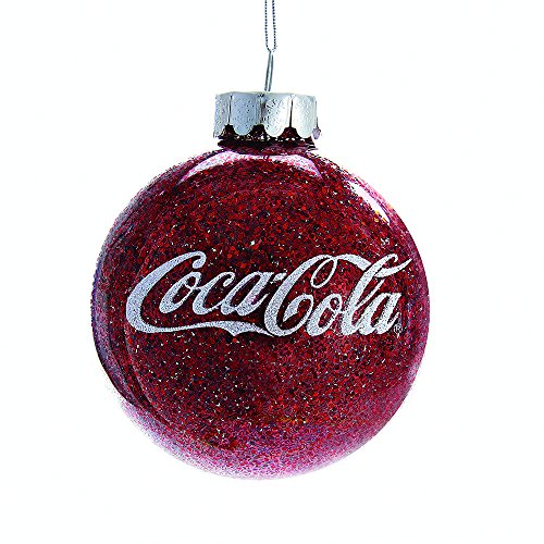 Kurt Adler CC4161 Coca-Cola Glittered Glass Ball Ornament, 80mm