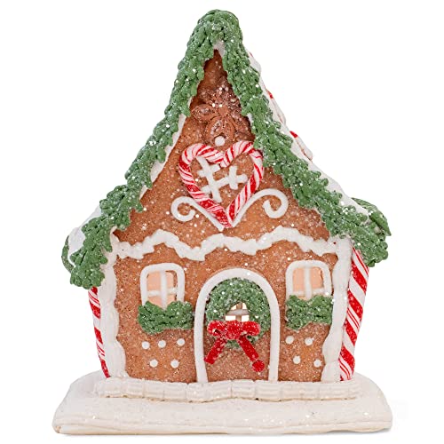 RAZ Imports 2021 Holiday Spice 6.5-inch Gingerbread Lighted House Figurine
