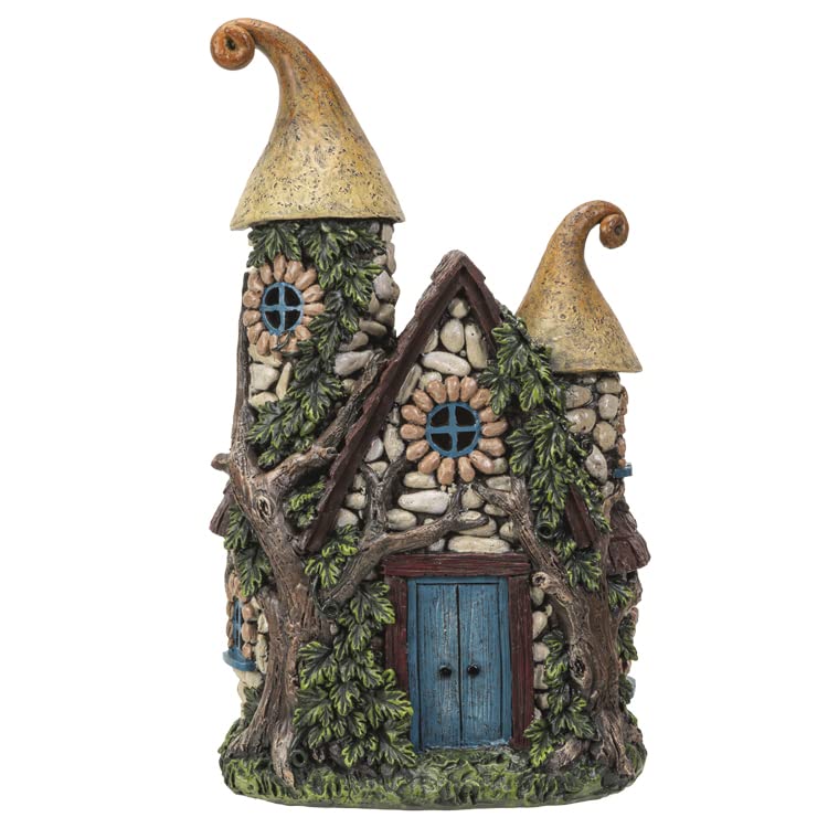 Pacific Trading Giftware Garden House Outdoor Statue with LED, 10.24-inch Height, Resin, Outdoor Decoration