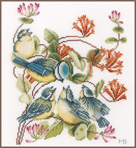 Vervaco Lanarte Counted Cross Stitch Kit: Chickadees (Evenweave), Cotton, NA, 24 x 29cm