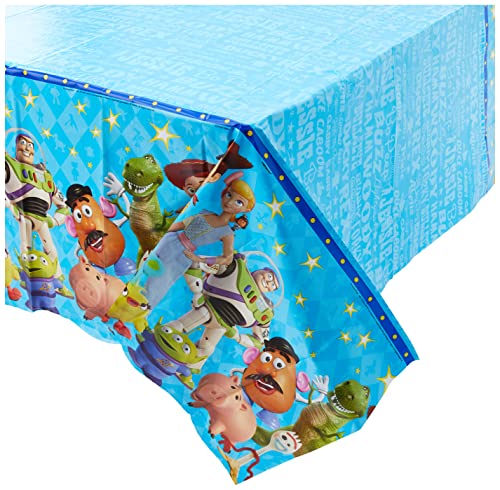 Amscan 572367 Toy Story 4 Blue Plastic Party Table Cover, 54" x 96", 1 piece