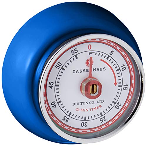 Frieling Zassenhaus Magnetic Retro Kitchen Timer, Classic Mechanical Cooking Timer (Royal Blue) 2.75 Inch