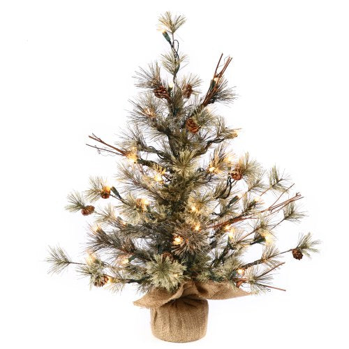 Vickerman 24" Dakota Pine Artificial Christmas Tree, Warm White Dura-lit LED Lights - Faux Christmas Tree - Seasonal Indoor Home Decor