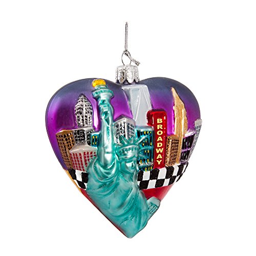 Kurt Adler Glass New York Cityscape Ornament, 3.75-Inch