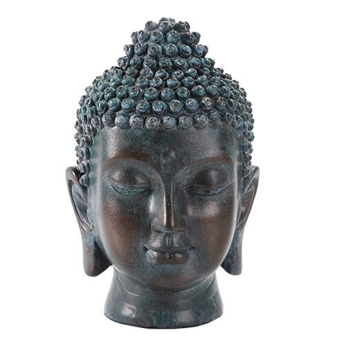 Pacific Trading 6.5 Inch Buddha Head Buddhist Religious Bronze Finish Statue Figurine (Tarnished Bronze)