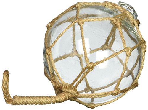 Hampton Iron Clear Japanese Glass Ball Fishing Float with Brown Netting Decoration 4"