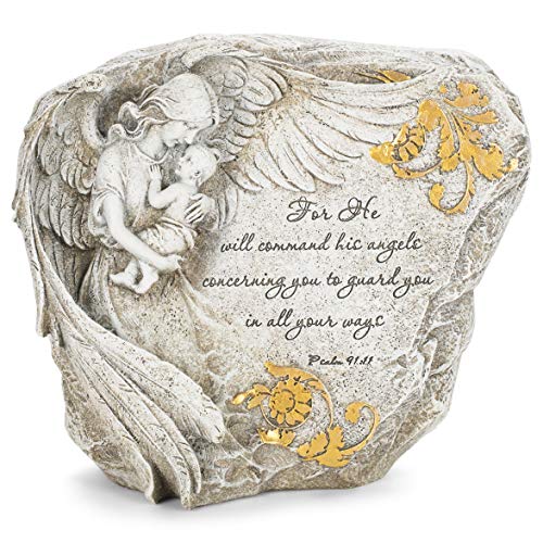 Roman 8" H Angel & Baby Verse Stone