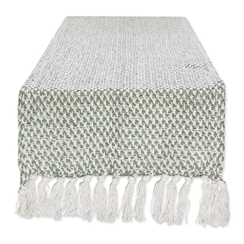 DII Design Woven Basics Collection 100% Cotton Knit Table Runner, 15x72, Artichoke