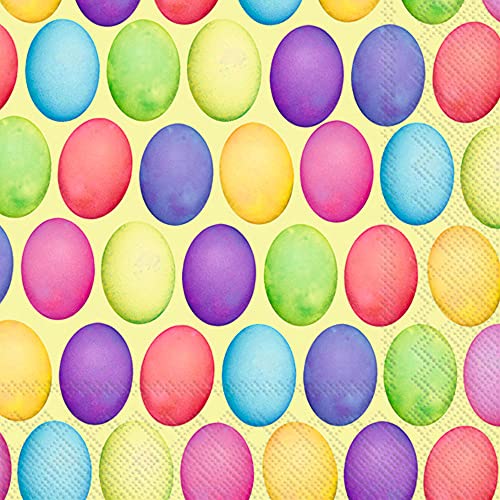 Boston International IHR 3-Ply Paper Napkins, 20-Count Cocktail Size, Happy Easter Eggs