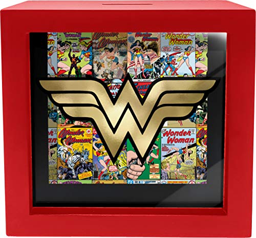 Spoontiques Wonder Woman Shadowbox Bank, Red