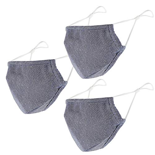 Bucky Unisex Adult Fitted Face Mask, Adjustable, 5.5x7", Denim Blue, 3 Piece Set