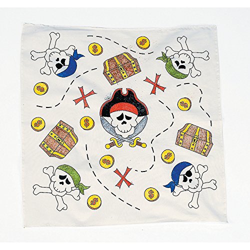 Fun Express Color Your Own Pirate Bandanas - Set of 12 - DIY Crafts for Kids and Party Activities