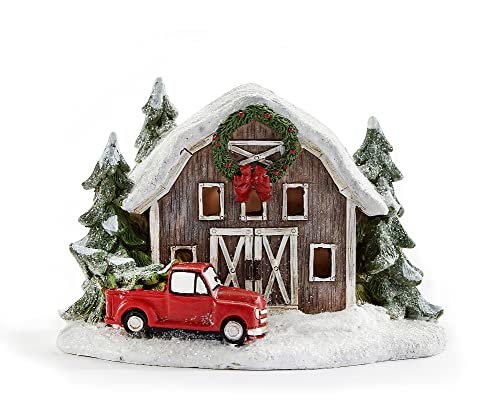 Giftcraft 682460 Christmas LED Barn D‚àö¬©cor, 4.53 inch, Polyresin