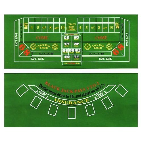 CHH 72" Craps & Blackjack Casino Activity Game Felt Layout Cloth