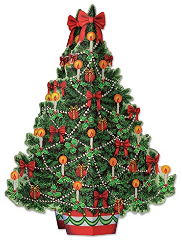 Beistle 3 Dimensional Christmas Tree Tabletop Centerpiece for Winter Holiday Celebrations-Festive Decorations, Friends and Family Gatherings, 11.75", Multicolored