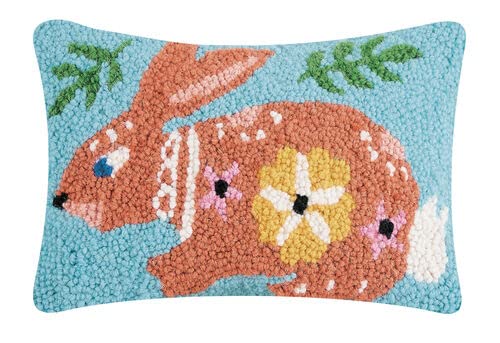 Peking Handicraft Easter Rabbit Polyfilled Hook Throw Pillow, 12 Inches, Home Decor