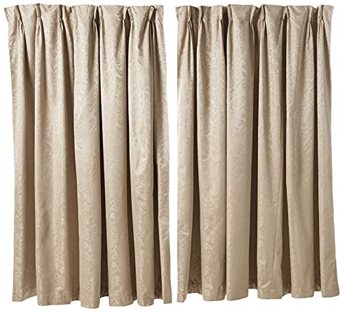 Belle Maison Stylemaster Gabrielle Pinch Pleated Foam Back Drape Pair, Taupe, 144 by 84-Inch