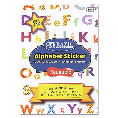 BAZIC Alphabet & Number Sticker Book, DIY Sentences Birthday Christmas New Year, Scrapbooks Greeting Cards Envelope Gift, Colorful Fun for Kids Toddler Learning Teacher Classroom, 1-Pack