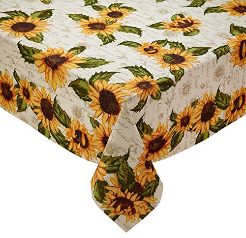 DII Design Imports DII Rustic Sunflower Table Linens - Fall - Autumn - Thanksgiving (52x52 inch Tablecloth)