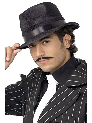 Smiffys Indestructible Fedora Hat with Silk Band - Black