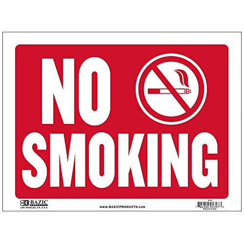 BAZIC No Smoking Sign 9"X12", Plastic Vinyl Signs for Public Spaces Coffee Shops Restaurants Store, Waterproof Indoor Signage, 1-Pack